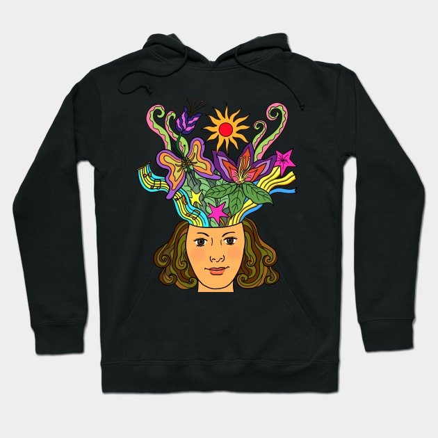 Creative Beautiful Mind Fantasy Woman Hoodie by Nalidsa